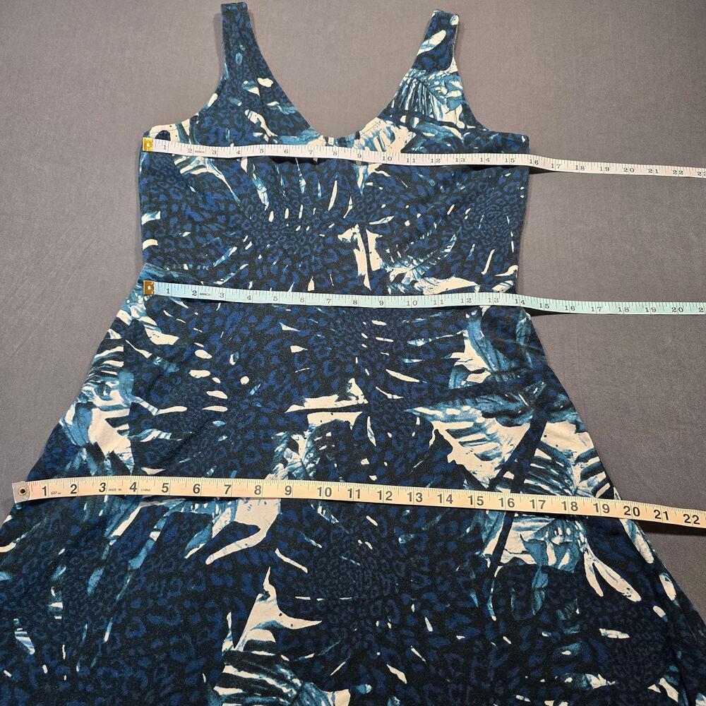 Chaps Blue Sundress Sleeveless Midi Geometric Tie Dye V-Neck Womens Size M Aline - Picture 4 of 7